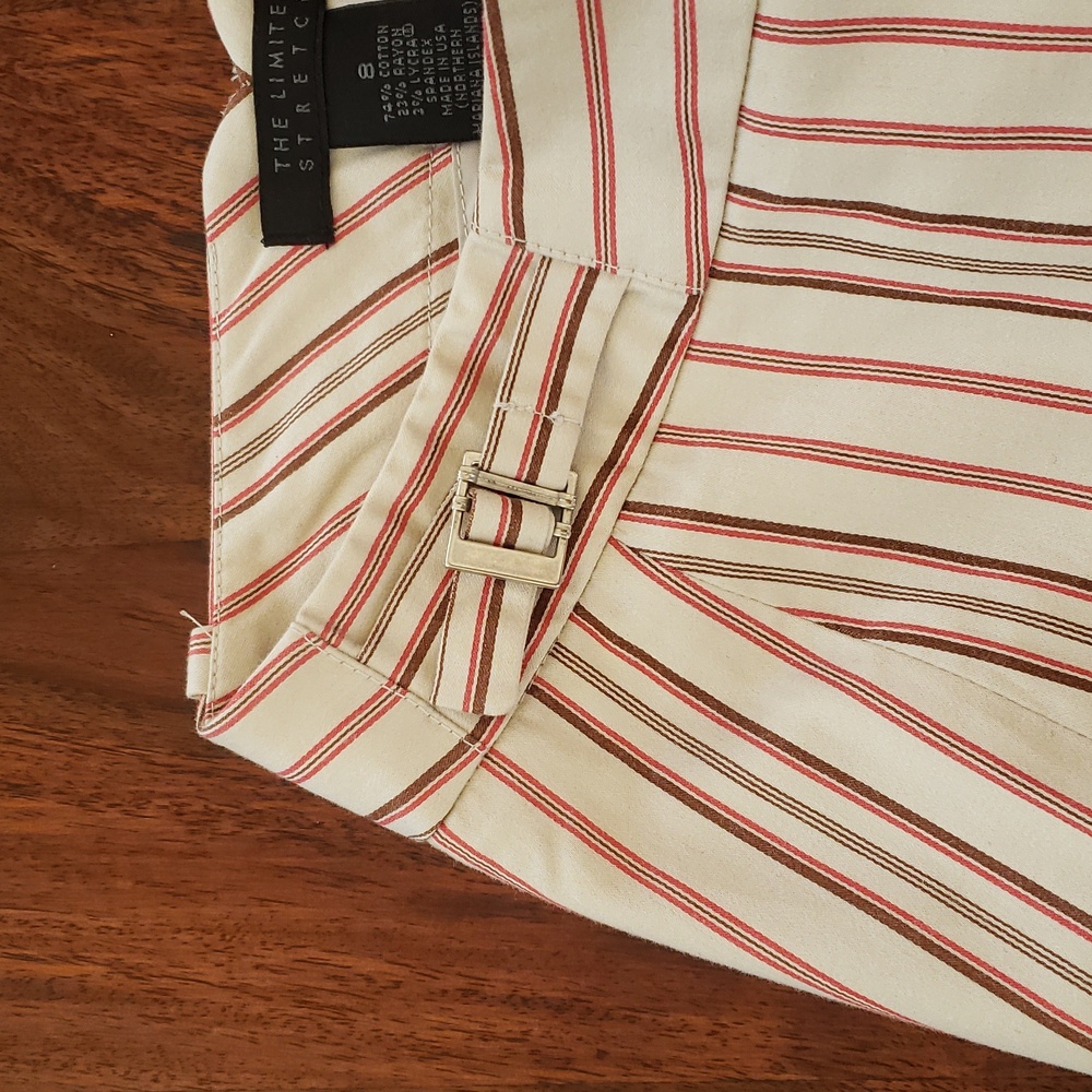 Vintage THE LIMITED Striped Cotton Skirt | Cream Coral Orange Brown | SIZE 6 - Picture 7 of 11
